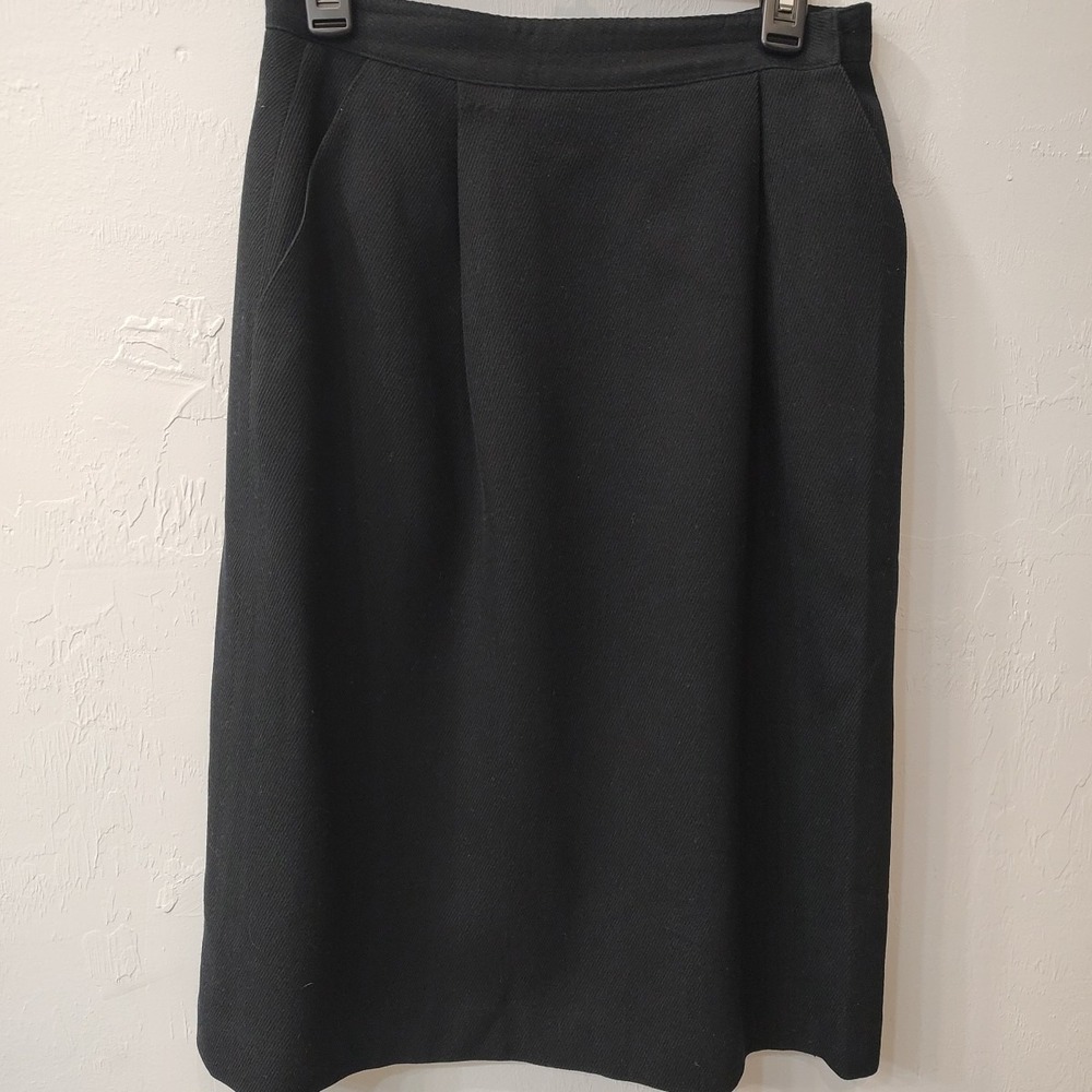 Vtg Christian‎ Dior Separates Skirt Black Wool Blend A-Line Midi Career Sz 12